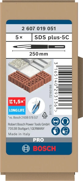 Bosch Sivri Keski SDS-Plus Longlife 250 mm 5'li - 1