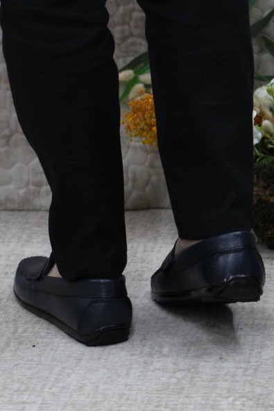 Mehmet Mete 31020 Lacivert Deri Hakiki Deri Loafer Erkek Babet Erkek Ayakkabı - Resim 4