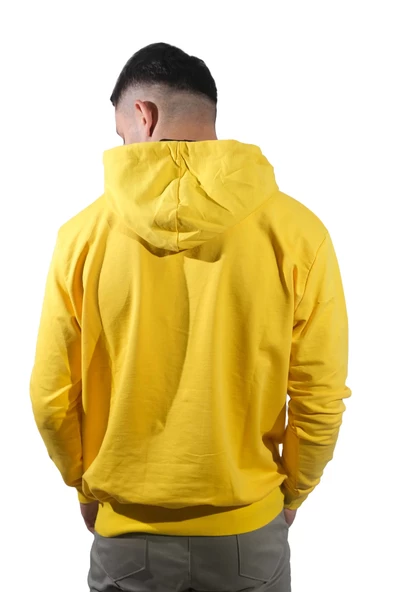 Erkek Open Kanguru Sarı Kapüşonlu Sweatshirt 805 - 2