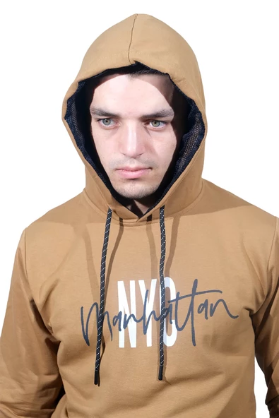 Erkek Nyc Kahve Köpüğü Kapüşonlu Sweatshirt 225 - 2
