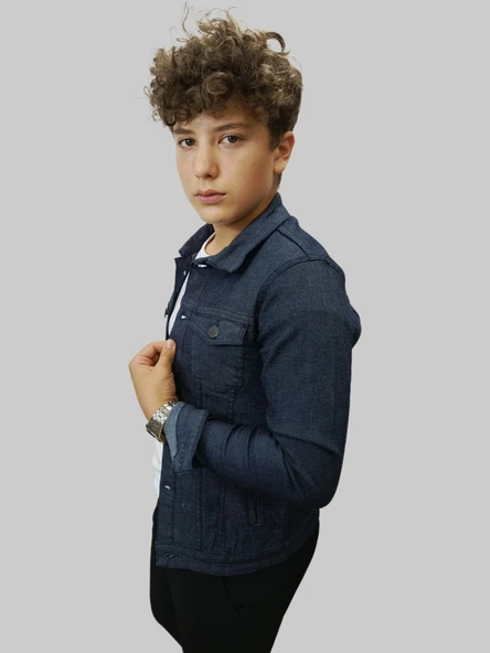 Erkek Lacivert Kot Ceket 1 - Resim 7