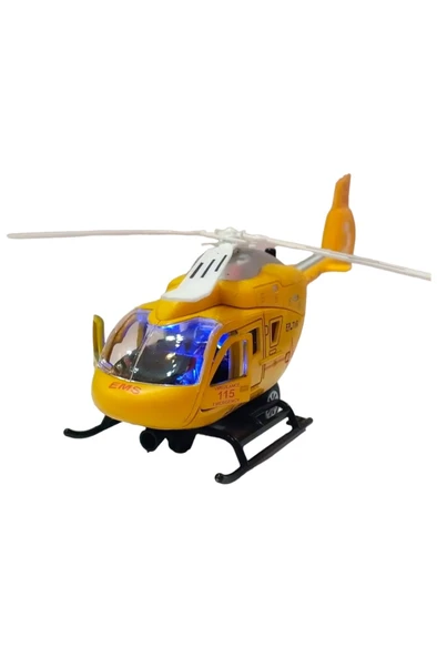 Sesli Işıklı Metal Ambulans Helikopter Çek-Bırak Döner Pervane Açılır Kapılar - 3