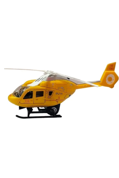 Sesli Işıklı Metal Ambulans Helikopter Çek-Bırak Döner Pervane Açılır Kapılar - 2
