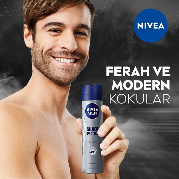 NIVEA Men Erkek Sprey Deodorant Silver Protect 150 ml, Ter Kokusuna Karşı 48 Saat Anti-perspirant - Resim 2