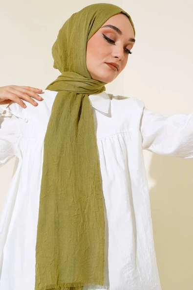 Organik Bambu Kraş Şal Zeytin Yeşili - Resim 2