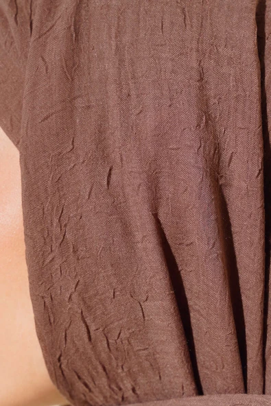 Organik Bambu Kraş Şal Soft Kahve - Resim 4