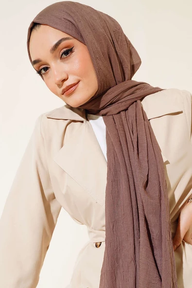 Organik Bambu Kraş Şal Soft Kahve - Resim 2