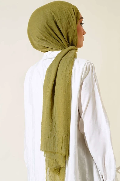 Organik Bambu Kraş Şal Zeytin Yeşili - Resim 3