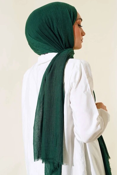 Organik Bambu Kraş Şal Zümrüt - Resim 3