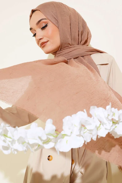 Organik Bambu Kraş Şal Vizon ürün görseli 1