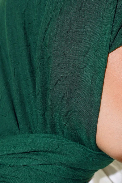 Organik Bambu Kraş Şal Zümrüt - Resim 4