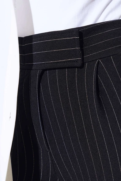 Beli Cırtlı Çizgili Pantolon Siyah - Resim 4