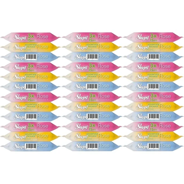 Sleepy Islak Havlu Cep Mendil 15 Yaprak (36 Lı Set) Rose/Garden (12PK*3) 540 Yaprak - 1