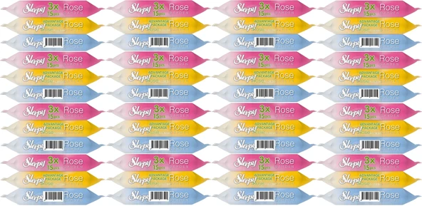 Sleepy Islak Havlu Cep Mendil 15 Yaprak (48 Li Set) Rose/Garden (16PK*3) 720 Yaprak - 1