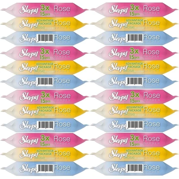 Sleepy Islak Havlu Cep Mendil 15 Yaprak (24 Lü Set) Rose/Garden (8PK*3) 360 Yaprak - 1