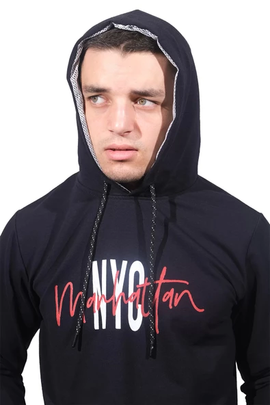 Erkek Lacivert Kapüşonlu Sweatshirt 226 - 2