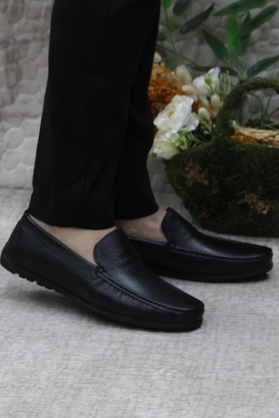 Mehmet Mete 31101 Siyah Deri Hakiki Deri Loafer Erkek Babet Erkek Ayakkabı ürün görseli