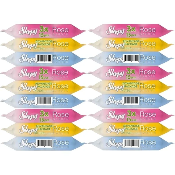 Sleepy Islak Havlu Cep Mendil 15 Yaprak (18 Li Set) Rose/Garden (6PK*3) 270 Yaprak - 1