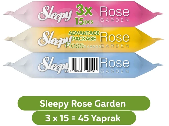 Sleepy Islak Havlu Cep Mendil 15 Yaprak (12 Li Set) Travel Pk Rose/Garden (4PK*3) 180 Yaprak - 2