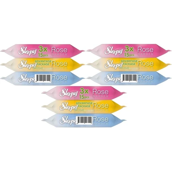 Sleepy Islak Havlu Cep Mendil 15 Yaprak (9 Lu Set) Rose/Garden (3PK*3) 135 Yaprak - 1