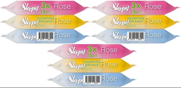 Sleepy Islak Havlu Cep Mendil 15 Yaprak (9 Lu Set) Travel Pk Rose/Garden (3PK*3) 135 Yaprak
