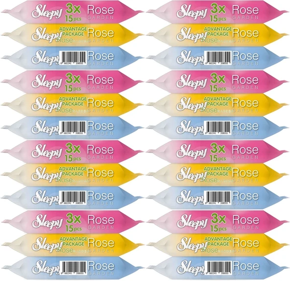 Sleepy Islak Havlu Cep Mendil 15 Yaprak (24 Lü Set) Travel Pk Rose/Garden (8PK*3) 360 Yaprak - 1