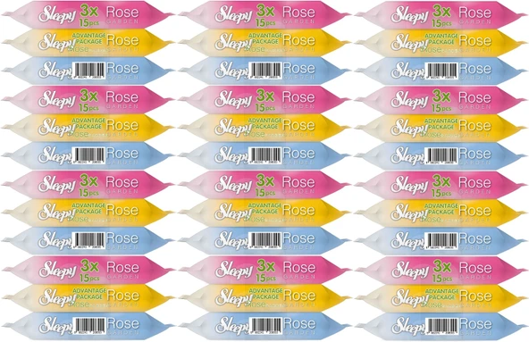Sleepy Islak Havlu Cep Mendil 15 Yaprak (36 Lı Set) Travel Pk Rose/Garden (12PK*3) 540 Yaprak