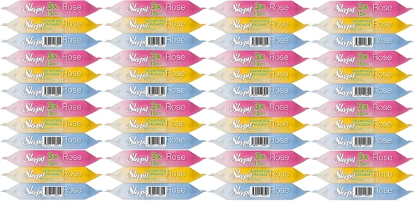 Sleepy Islak Havlu Cep Mendil 15 Yaprak (48 Li Set) Travel Pk Rose/Garden (16PK*3) 720 Yaprak