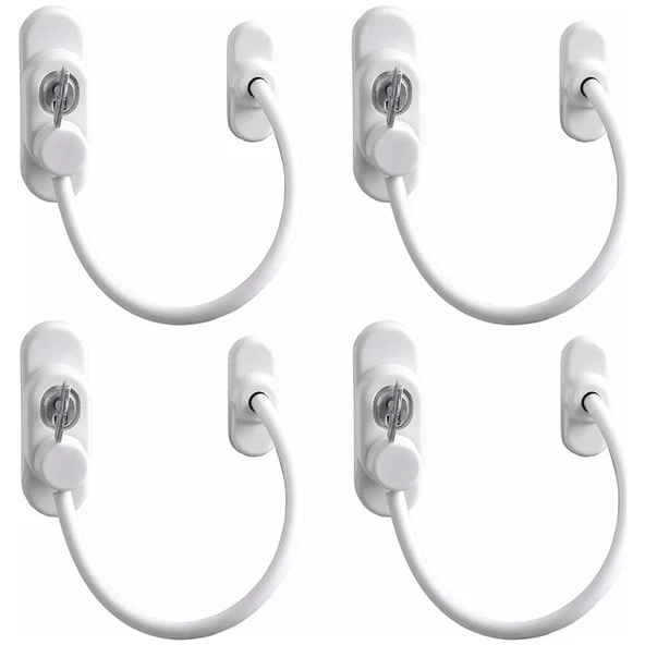 Çelik Halatlı Kilit Pvc Pencere Emniyet Çocuk Kilidi (100 Adet) - 6
