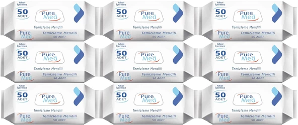 Puremed Vücut Temizleme Mendili 50 Yaprak (9 Lu Set)