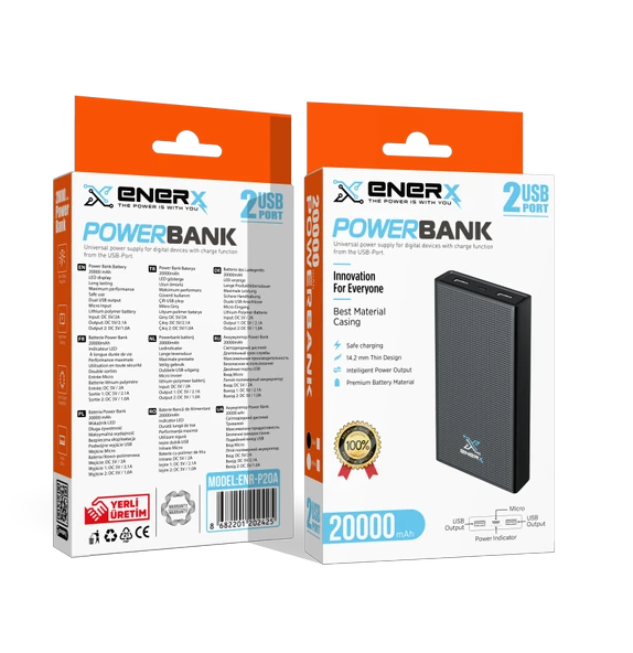 eNeRX Powerbank 20000 mAh 1.0 Amper  ENR-P20A Siyah - 3