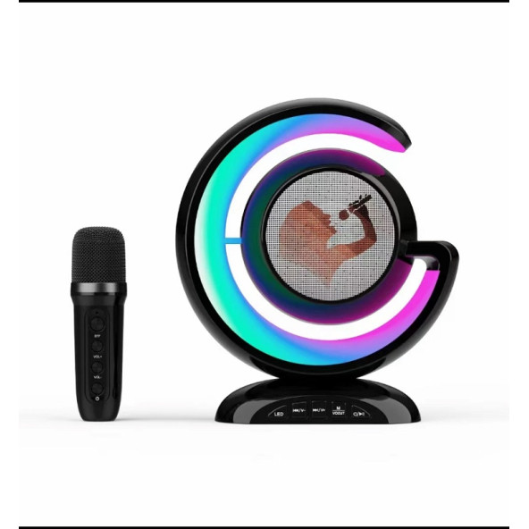 YS 110 RGB LED Işıklı Karaoke Mikrofonlu Taşınabilir Kablosuz Hoparlör - 2