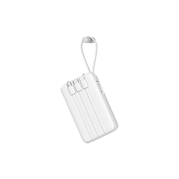 eNeRX 10000 mAh 2.0 Amper Powerbank Beyaz Dahili Kablolu ENR-P10D - 6