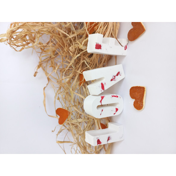 LOVE Yazısı Renkli Taşlı Dekoratif Obje - Resim 2