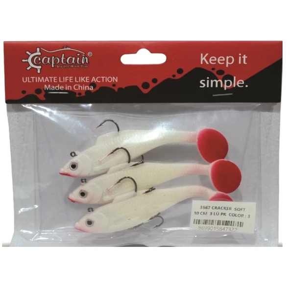 Captain 3567 Cracker Soft 10cm 18gr Levrek Turna Silikonu 3'lü Set Suni Yem Balık - 4