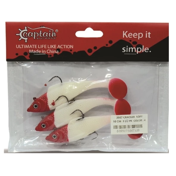 Captain 3567 Cracker Soft 10cm 18gr Levrek Turna Silikonu 3'lü Set Suni Yem Balık - 3