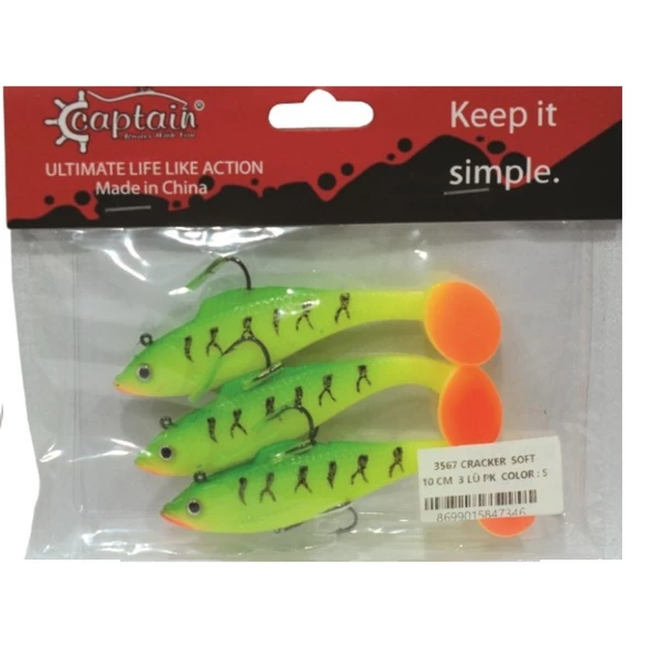 Captain 3567 Cracker Soft 10cm 18gr Levrek Turna Silikonu 3'lü Set Suni Yem Balık - 6