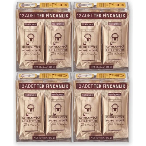 Kurukahveci Mehmet Efendi Tek Fincan Türk Kahvesi 12 X 6 gr 4 Paket ürün görseli 1