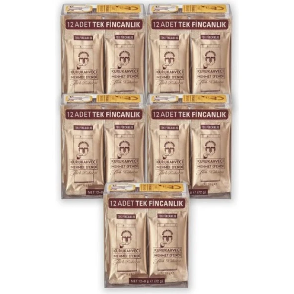 Kuru kahveci Mehmet Efendi Türk Kahvesi Tek Fincanlık 12x6 Gr X5 Paket (5 Paket içerisinde 60 Adet) - 1