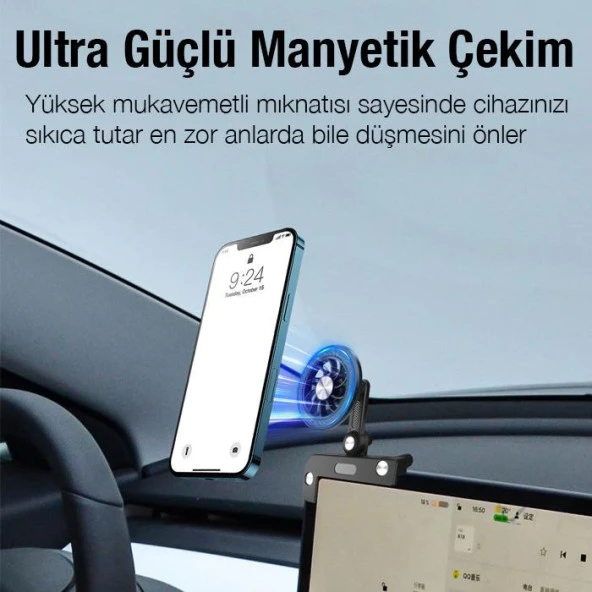 Coofbe Döner Başlıklı Güçlü Magnetik Magsafe Uyumlu Tesla Araç Tutucu İphone 12 13 14 Pro Max Tutucu - 3
