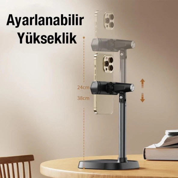 Polham Ultra Stabil Yükseklik ve Açı Ayarlı Masaüstü Telefon Tutucu, Video, Fotoğraf ve Ders İçin Telefon Tutucu - 2