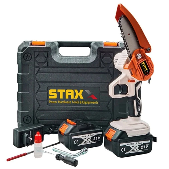 STAXX POWER 21V 3ah 2000w Çift Akülü 10-15cm Kısa Pala 2x Zincir Şarjlı Dal Kesme Budama Bıçkı