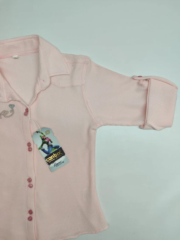 Kız Çocuk Love Nakışlı Uzun Kollu Gömlek - 9