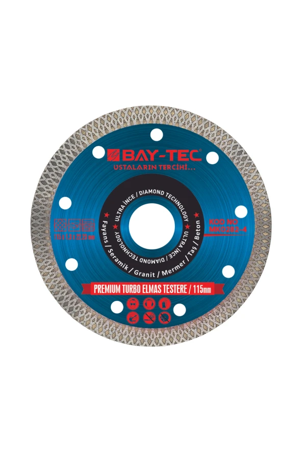 BAY-TEC PREMİUM TURBO ELMAS TESTERE 115mm