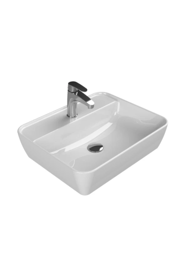 TURKUAZ ONE BATARYA DELİKLİ TEZGAH ÜSTÜ LAVABO 55X45