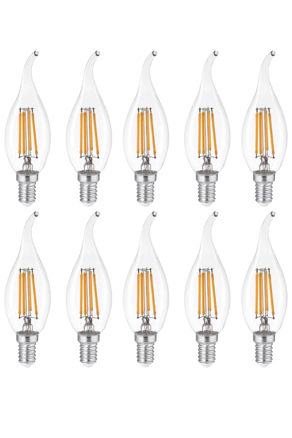 Heka 10'lu Filament Rustik Led Ampul Kıvrık Uç 8W 3000K E14 Gün Işığı