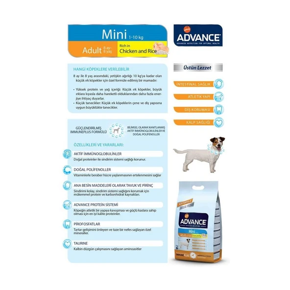 Advance Mini Küçük Irk Tavuklu Köpek Maması 3 Kg - Resim 2