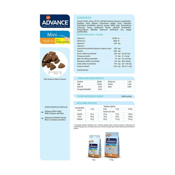 Advance Mini Küçük Irk Tavuklu Köpek Maması 3 Kg - Resim 3