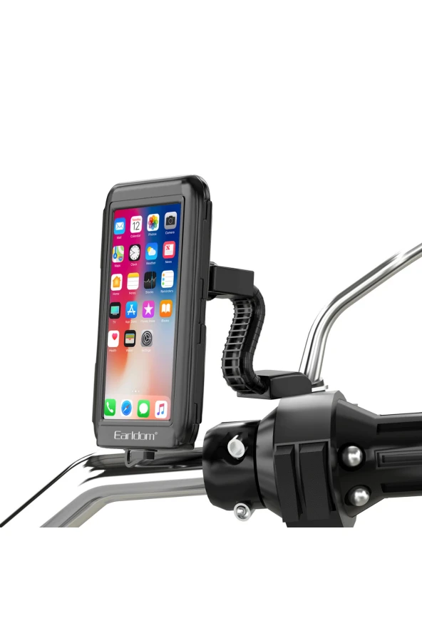 Gidon ve Bisiklet Aynasına Takılan Fuchsia Siyah Telefon Tutucusu