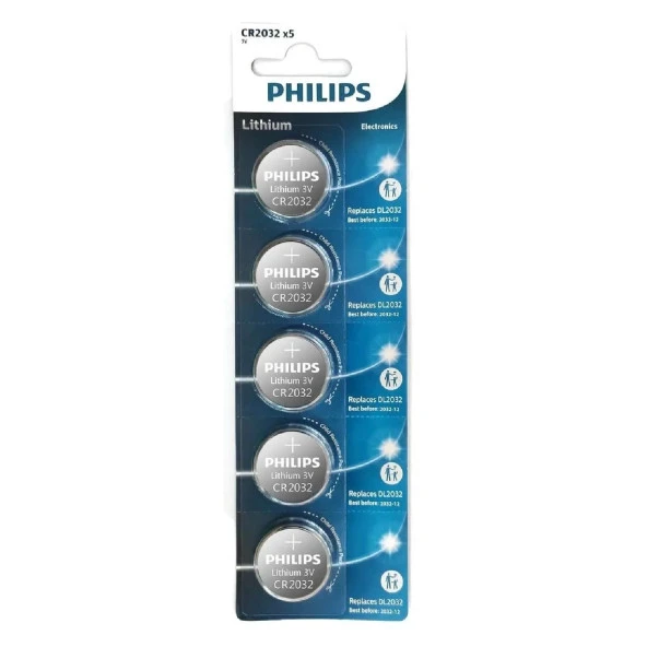 Philips CR2025 3.0 V Lityum Düğme Pil 5 li (CR2025P5-01B)